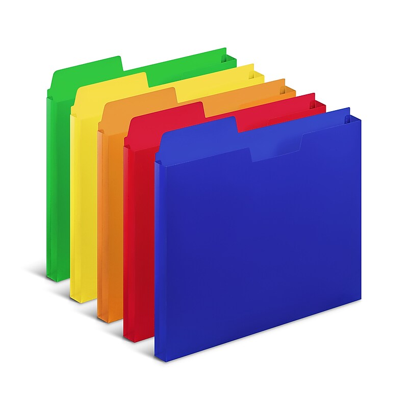 Staples Plastic File Pockets, Letter Size, Assorted Colors, 5/Pack (TR20674) image 1