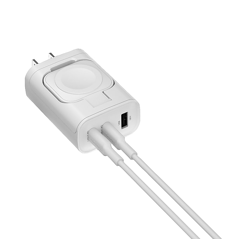 HyperGear SpeedBoost 3-Port USB Wall Charger with Built-in Apple Watch Charger, 43W, White (16314) image 1