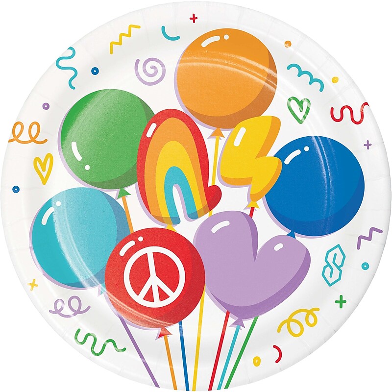 Creative Converting Bubbly Birthday Dessert Paper Plates, Multicolored, 32/Pack (DTC365023PLT) image 1