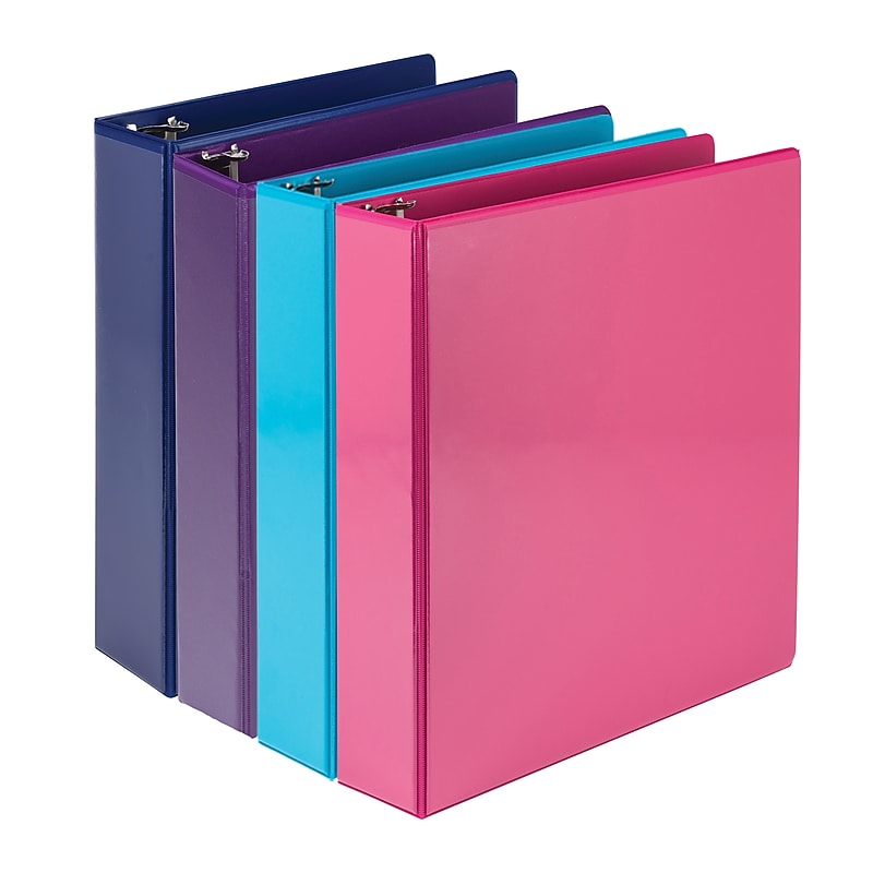 Samsill Durable 2" View Binders, D-Ring, Made in USA, Assorted Fashion Colors, 4/Pack (MP46469) image 1