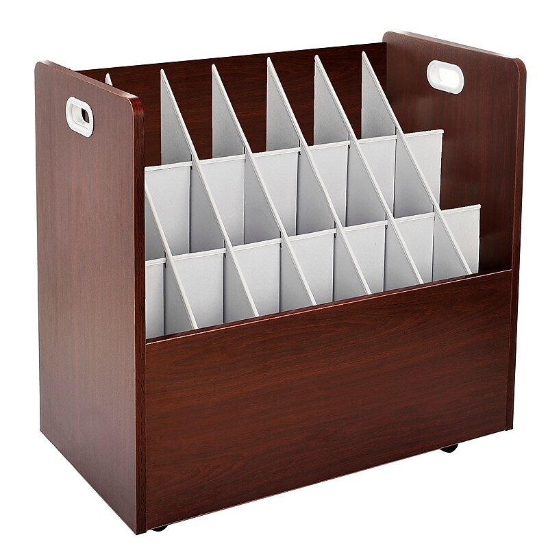 AdirOffice 21-Slot Mobile Roll File, 28.5"H x 30"W x 15.75"D, Mahogany (625-MA-KIT1) image 1