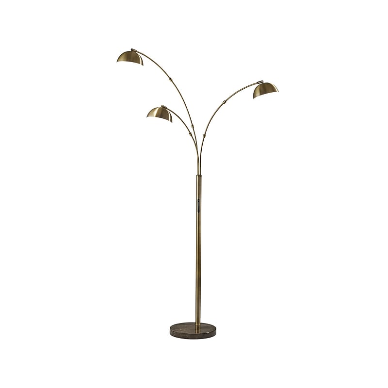Adesso Bolton 77" Antique Brass Arc Floor Lamp with 3 Dome Shades (4309-21) image 1