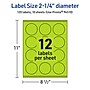 Avery Printable Circle Multipurpose Labels, 2.25" Dia., Bright Green, 120/Pack (94510)~#|#~1DE7F60A-60B7-4FD9-99D6F15B5DE8E294_sc7