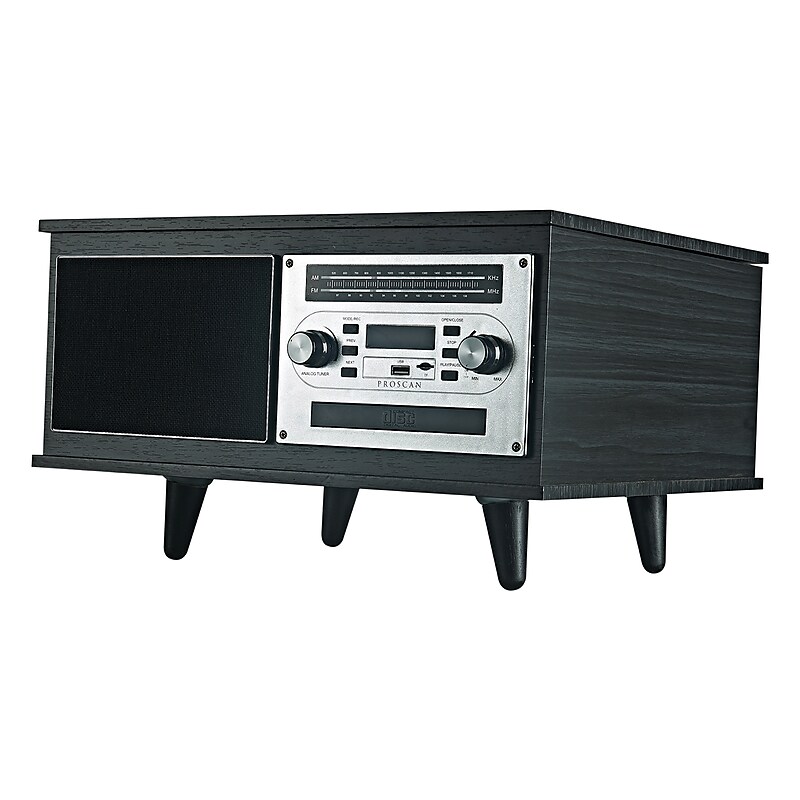 Proscan Nostalgia 7-in-1 Bluetooth Music System, Black (PRCD906BTBLK) image 1