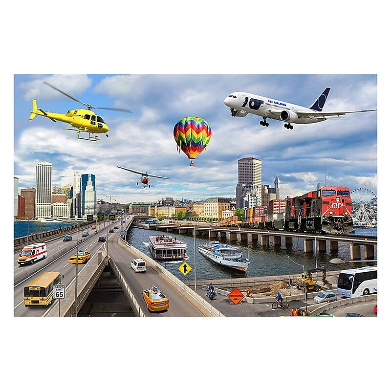 MOJO 48-Piece On-the-Go Transportation Jumbo Photographic Floor Puzzle (MJ-330014) image 1