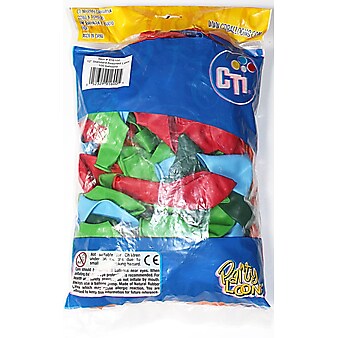 Party Loons Helium Quality Latex Balloons, Assorted Colors, 100/Pack (TBL-916100)