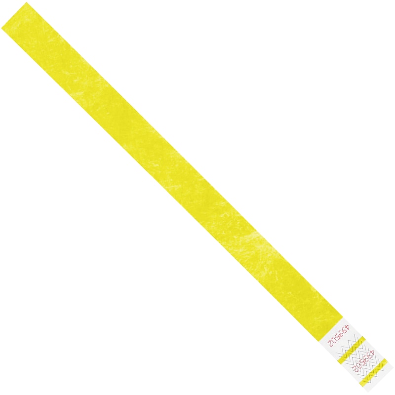 Tyvek Synthetic Fiber Crowd Control Wristbands, 3/4" x 10", Yellow, 500/Carton (WR101YE) image 1