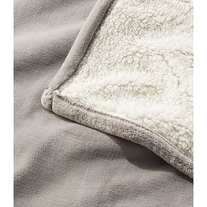 L.L.Bean Wicked Plush Sherpa Throw, Large, Woodsmoke (1000078533