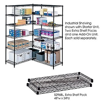 Safco Industrial 2-Shelf Metal Extra Shelf, 48.03", Black (5296BL)
