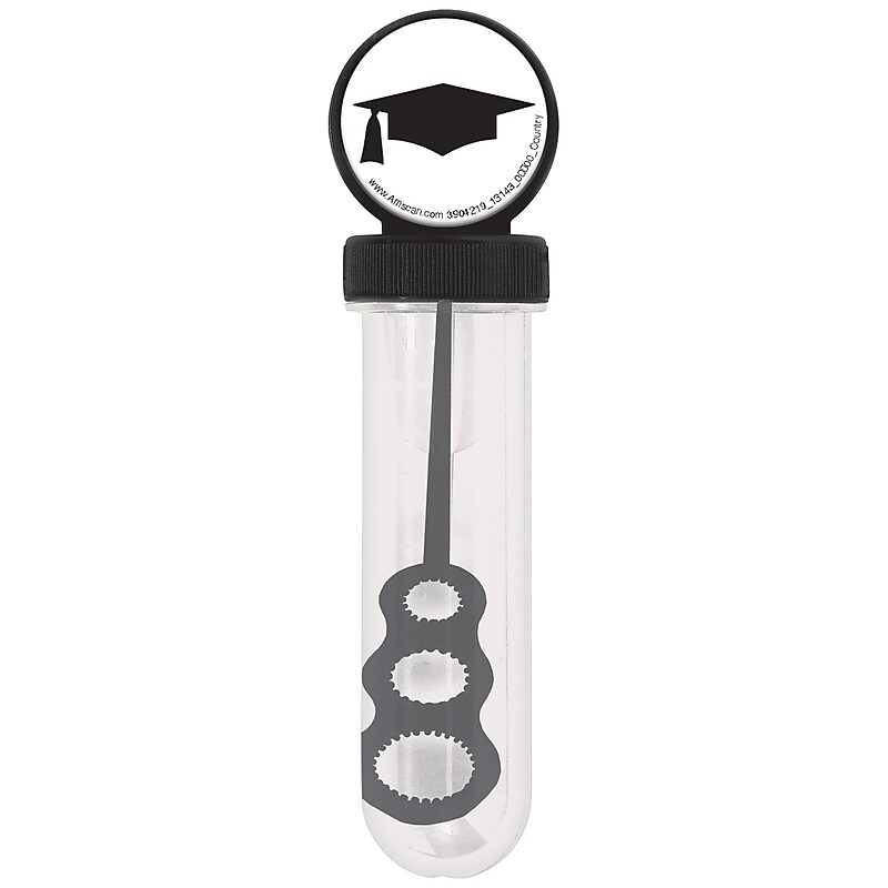 Party City Classic Graduation Bubble Tubes, Black/White, 4/Pack (AM3904219-NS) image 1