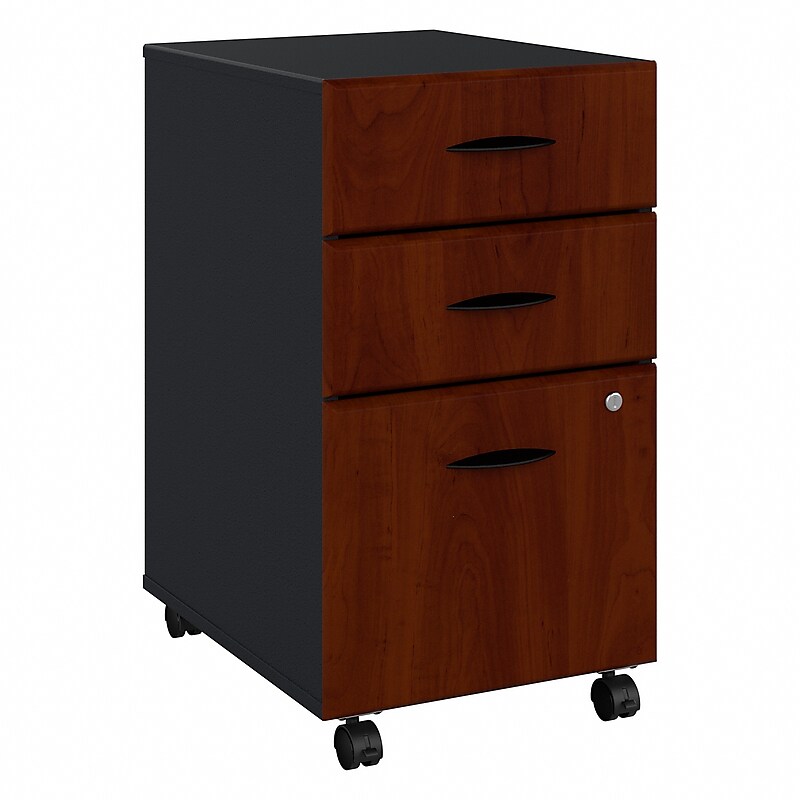 Bush Business Furniture Cubix 3-Drawer Mobile Vertical File Cabinet, Letter/Legal Size, Lockable, Hansen Cherry (WC94453PSU) image 1