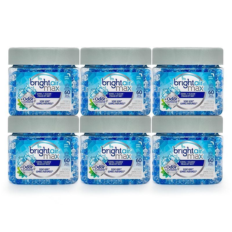 Bright Air Max Scent Gems Solid Air Freshener, Cool & Clean Scent, 12 oz., 6/Carton (BRI900228CT) image 1