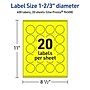 Avery Round Laser/Inkjet Multipurpose Labels, 1-2/3" Dia, Neon Yellow (400/Pack)~#|#~1E15E739-6B1D-4640-89812C8DA97567B4_sc7
