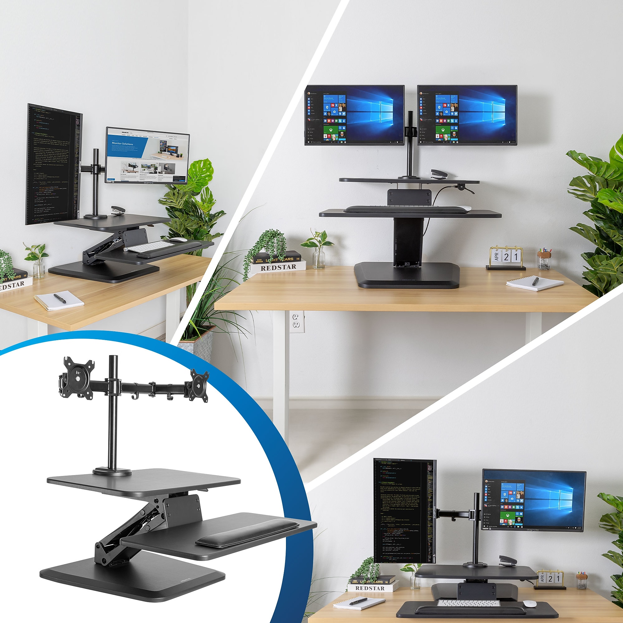 Mount-It! 24″ W Manual Adjustable Standing Desk Converter with Dual Monitor Mount, Black (MI-7914) Sansujyuku sansujyuku.com