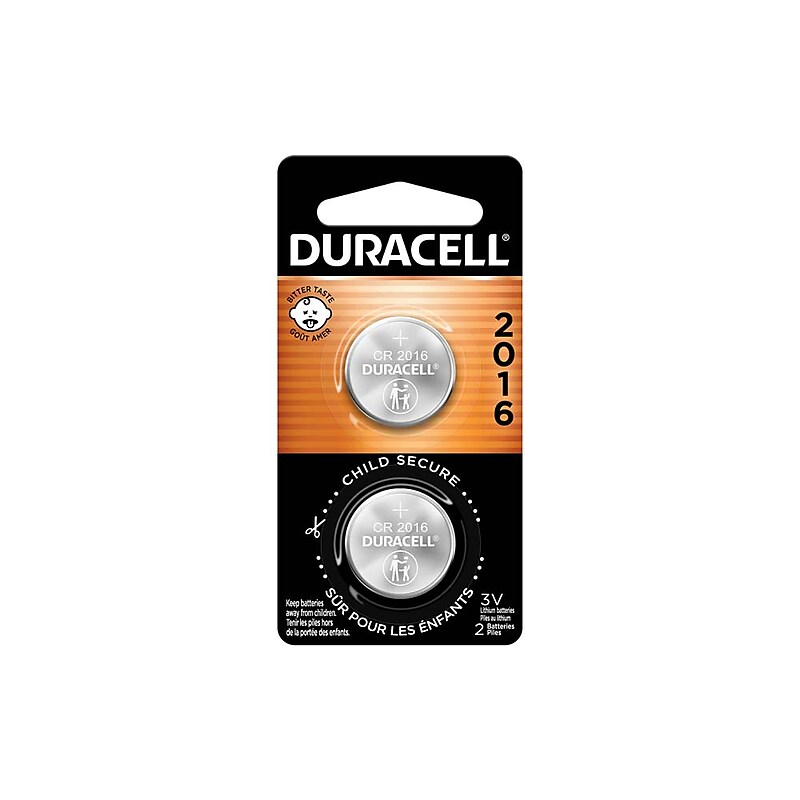 Duracell 2016 3V Lithium Coin Battery, 2/Pack (5005660) image 1