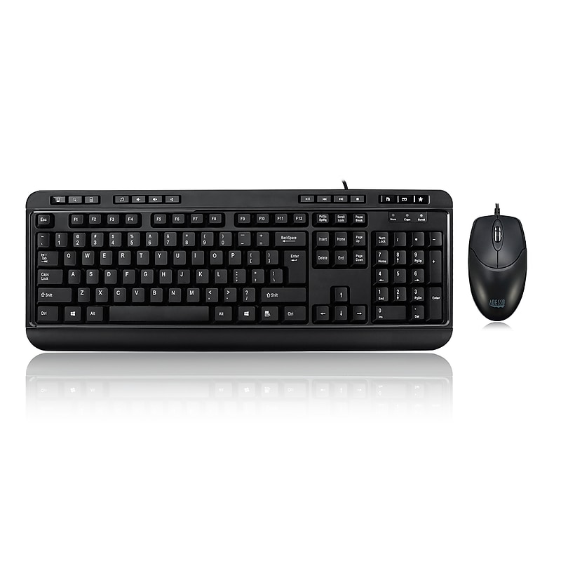 Adesso Multimedia AKB-132CB Wired Keyboard and Optical Mouse Combo, Black (AKB-132CB) image 1