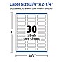 Avery Laser/Inkjet Waterproof Multipurpose Rectangle Labels, 0.75" x 2.25", White, 300 Labels/Pack (94216)~#|#~1E23C99F-F73F-452E-806E1A32C42EE10E_sc7
