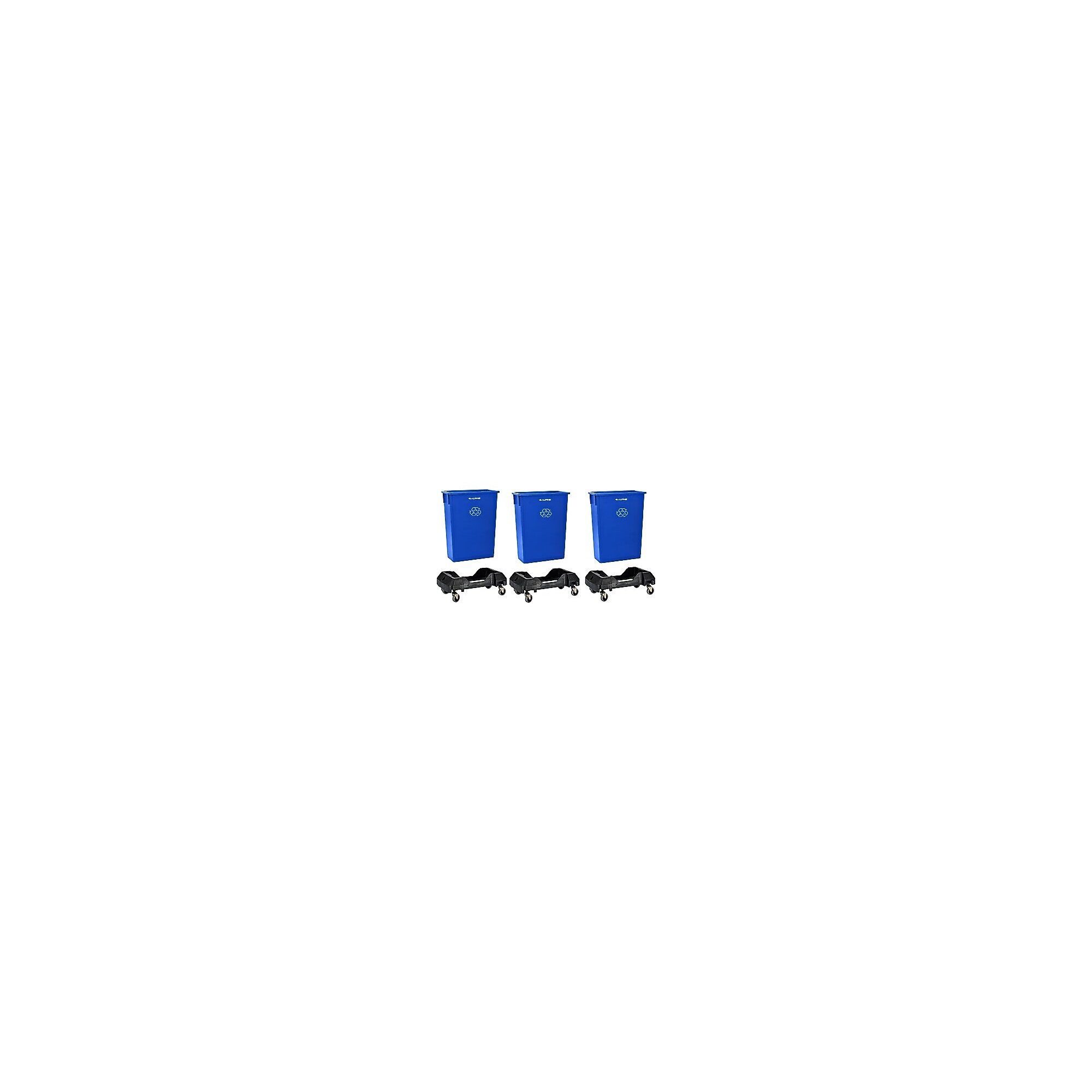 Alpine Industries Polypropylene Recycling Bin and Dolly, 69 Gallon, Blue, 3/Pack (ALP477-BLU-3PKD) Sansujyuku sansujyuku.com