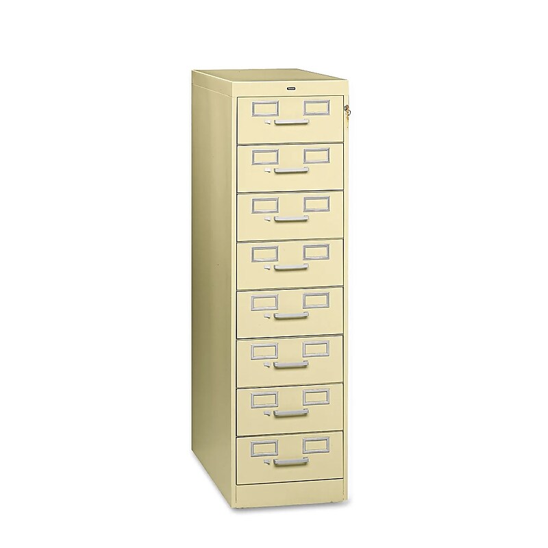 Tennsco 8-Drawer Multimedia Cabinet For 3x5 & 4x6 Cards, Putty, 43,400 Card Capacity, 52"H x 15"W x 28-1/2"D image 1