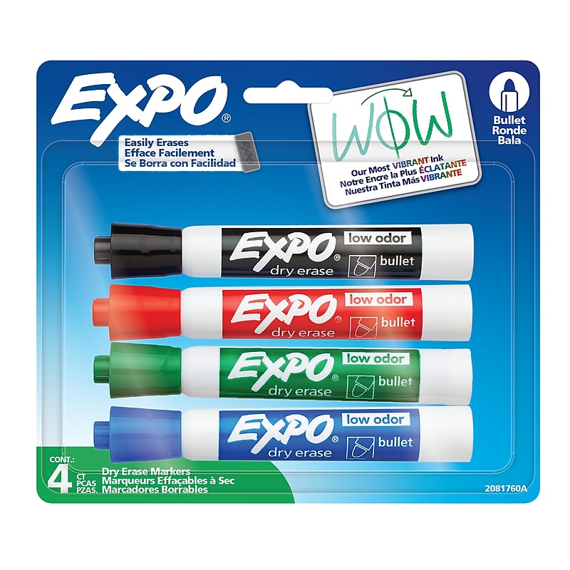 Expo Dry Erase Markers, Bullet Tip, Assorted Colors, 4/Pack (2081760) image 1
