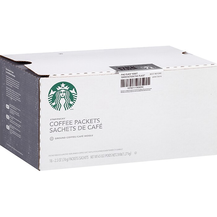 Starbucks Pike Place Ground Coffee Packet, Medium Roast, 2.5 oz