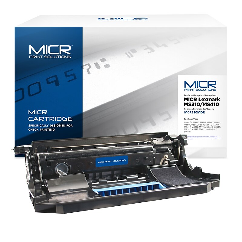 MICR Print Solutions Compatible Black Standard Yield MICR Toner/Drum Replacement for Lexmark MS310/MS410 image 1