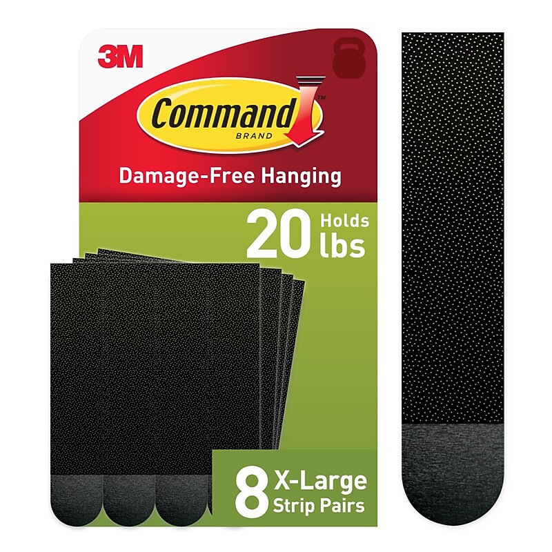 Command Damage Free Extra Large Hanging Strip, 20 lbs., Black, 8/Pack (17217BLK-8ES) image 1