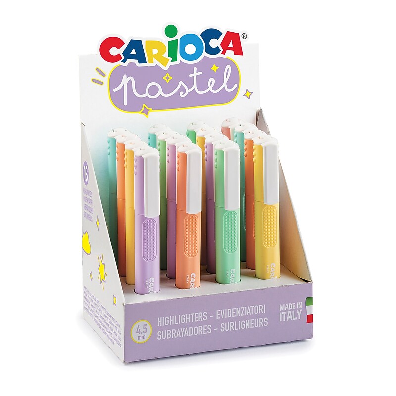 CARIOCA Pastel Highlighter with Grip, Chisel Tip, Assorted Colors, 16/Set (CRA43035) image 1