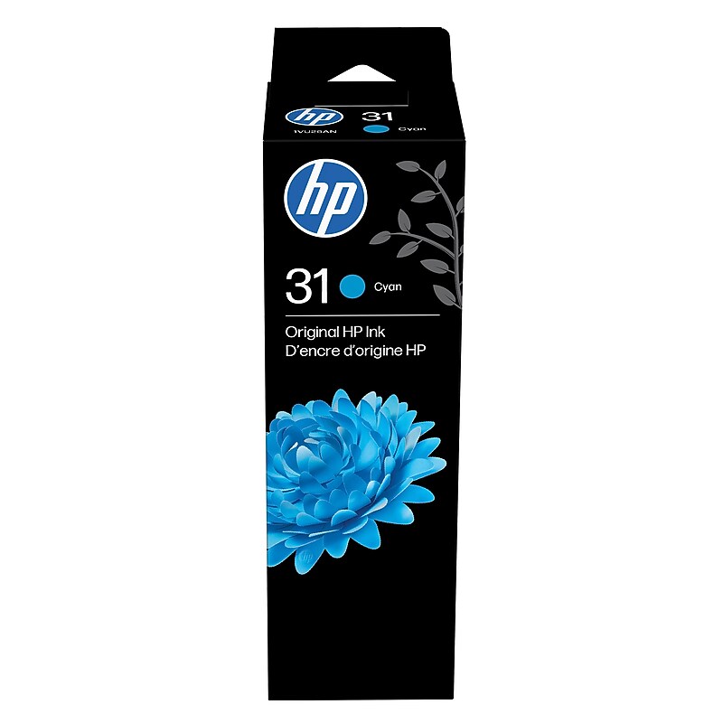 HP 31 Cyan Standard Yield Ink Cartridge Refill, Prints Up to 8,000 Pages (1VU26AN) image 1