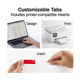 Staples Insertable Paper Pocket Dividers, Assorted Color 5-Tab, White (13496/11270)