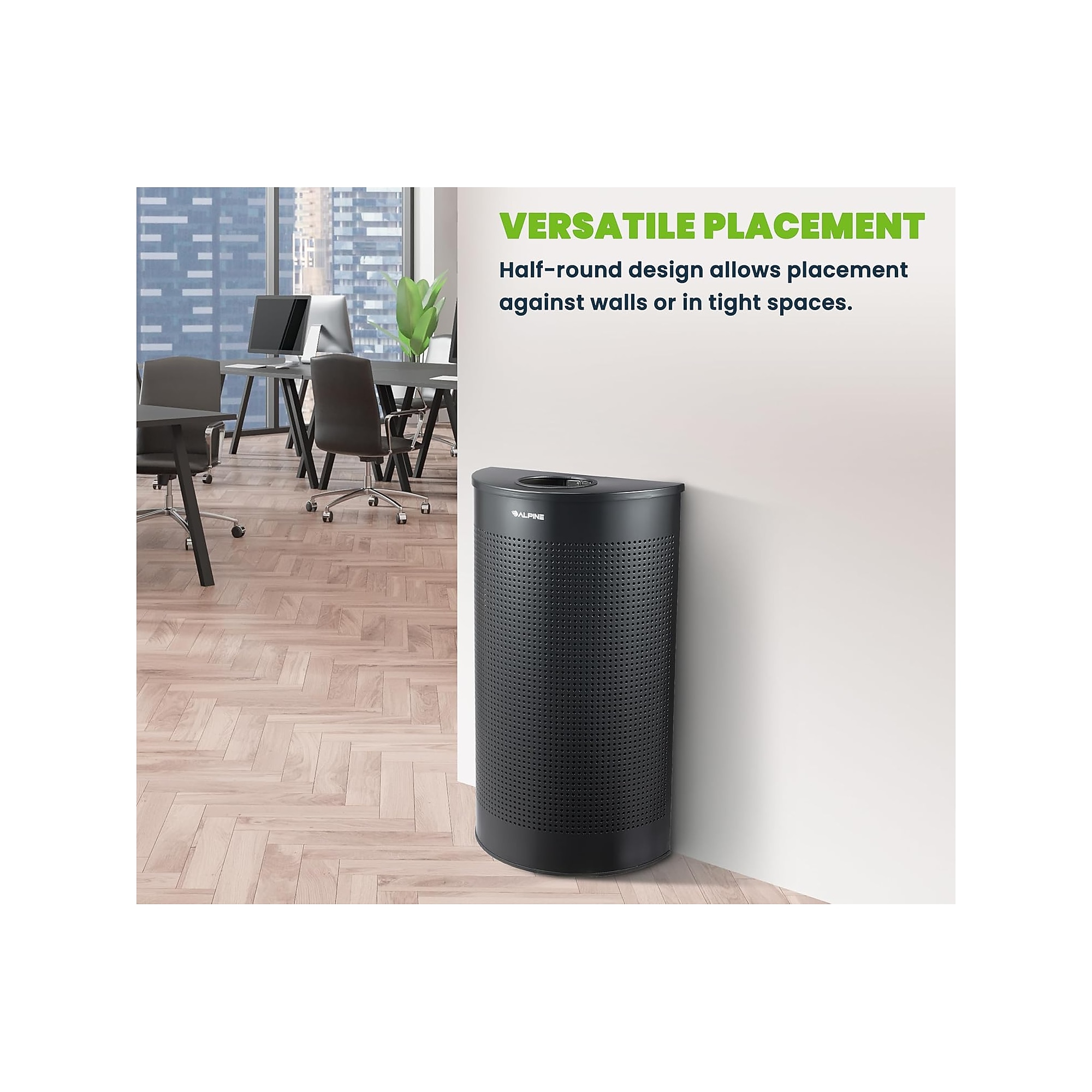 Alpine Industries Stainless Steel Trash Can, 12 Gallon, Black (ALP438-12HR-BLK) Sansujyuku sansujyuku.com