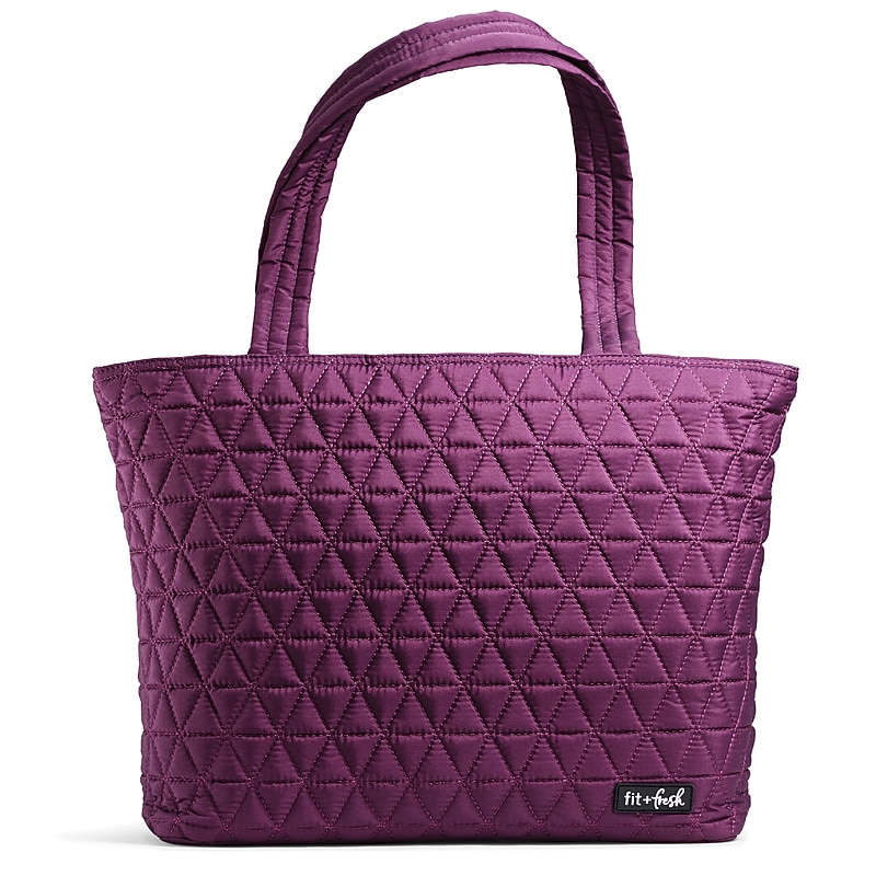 Fit & Fresh Quilted 2-in-1 Insulated Lunch & Tote Bag, Plum (7447FFP2562) image 1