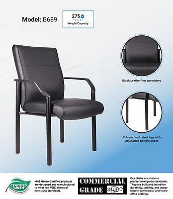 Boss Leather Guest Chair, Black (B689) Sansujyuku sansujyuku.com