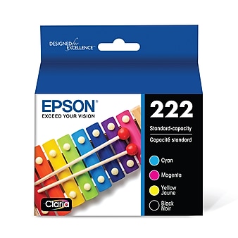Epson 222 Cyan/Magenta/Yellow/Black Standard Yield Ink Cartridges, 4/Pack (T222120-BCS)