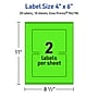 Avery Laser/Inkjet Multipurpose Rectangle Labels, 4" x 6", Neon Green, 20/Pack (94278)~#|#~1E712C40-555D-49EA-A177A9D6CE3FED46_sc7