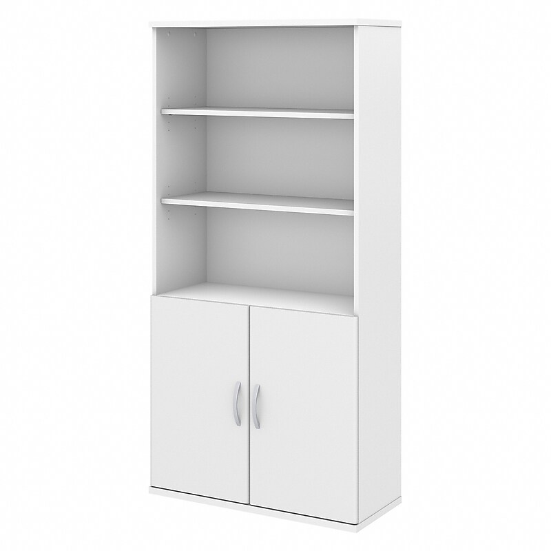 Bush Business Furniture Studio C 73"H 5-Shelf Bookcase with Adjustable Shelves, White Laminated Wood (STC015WH) image 1