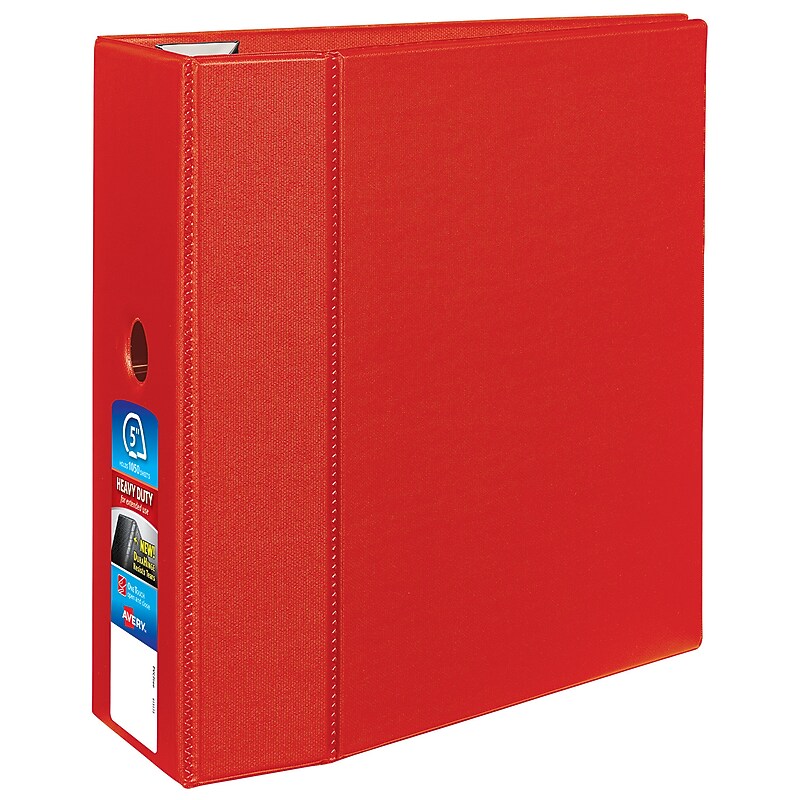 Avery Heavy Duty 5" 3-Ring Non-View Binders, D-Ring, Red (79586) image 1