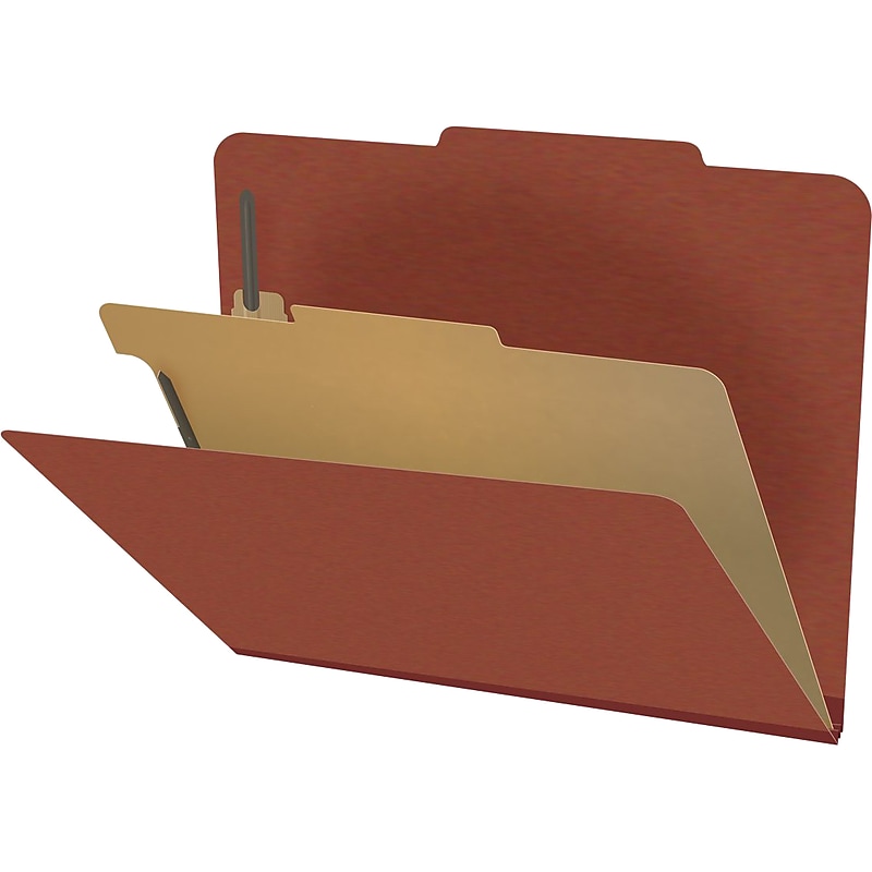 Medical Arts Press Pressboard Classification Folder, 1 Divider, 2" Expansion, Letter Size, Red, 10/Box (DV-T42-14-3RED) image 1