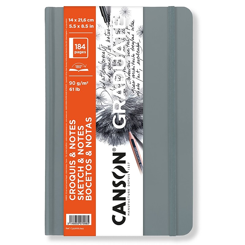 Canson Graduate  5.5" x 8.5" Hard Bound Sketch & Notes Art Book, 92 Sheet, 5/Bundle (MCX31200L044-5) image 1