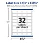 Avery Laser/Inkjet Rectangle Waterproof Multipurpose Labels, 1.75"  x 1.25", White, 320/Pack (94226)~#|#~1E90C3B5-7FDC-4405-A4ED7A618C175E9D_sc7