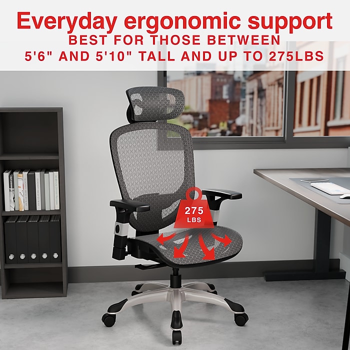 Staples Hyken Ergonomic Mesh Swivel Task Chair, Charcoal Gray