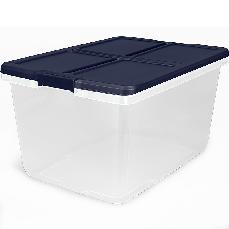 Home Logic 66 Qt. Latch Lid Storage Bins, Clear/White, 6/Pack (7105) image 1