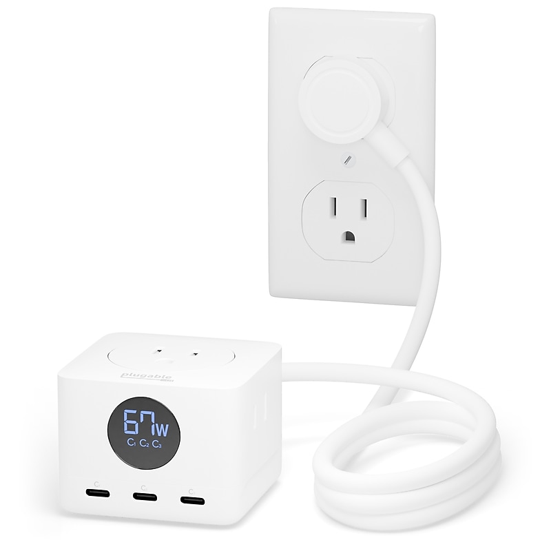 Plugable 67W USB-C Charging Station, White (PS3-METERC3) image 1