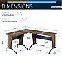 Techni Mobili Deluxe L-Shaped Desk with Inline Team Desk Option, Walnut/Grey(RTA-3806-M615)~#|#~1EA15B90-8FDC-4AB1-BF660A993ED769BE_sc7