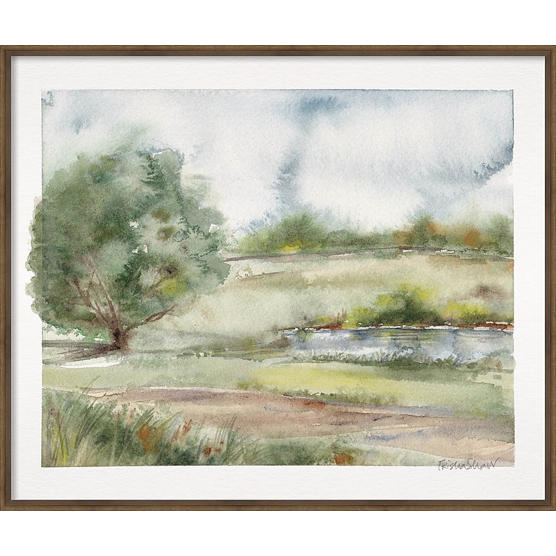 Amanti Art Landscape With Tree In Light Mood by Patricia Shaw Wood Framed Wall Art Print, 41" x 35" (A42677158614) image 1