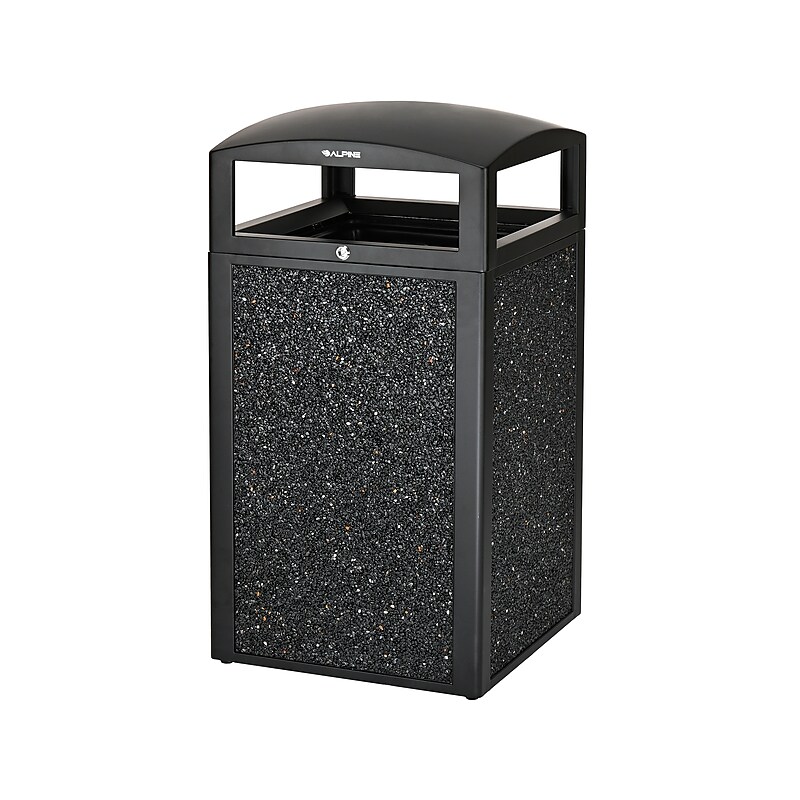 Alpine Industries Steel Outdoor Trash Can with Dome Lid, 40 Gallon, Gray Stone (471-40-GRYS) image 1