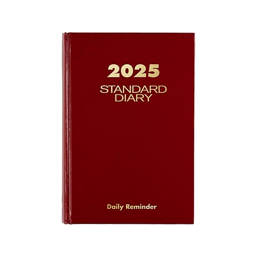 ATAGLANCE Standard Hardcover 2025 Daily Reminder, 5.75" x 8.25", Red