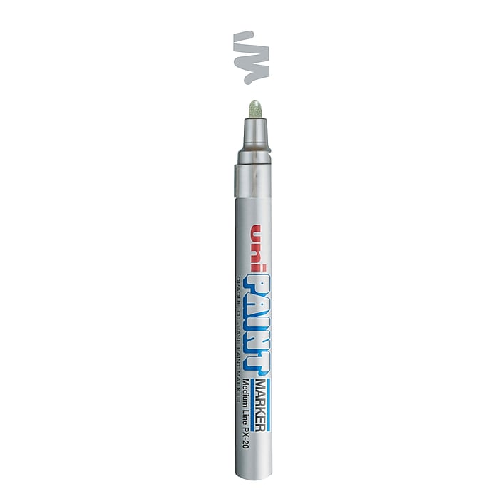 uni PAINT PX-20 Oil-Based Marker, Medium Tip, Silver Metallic