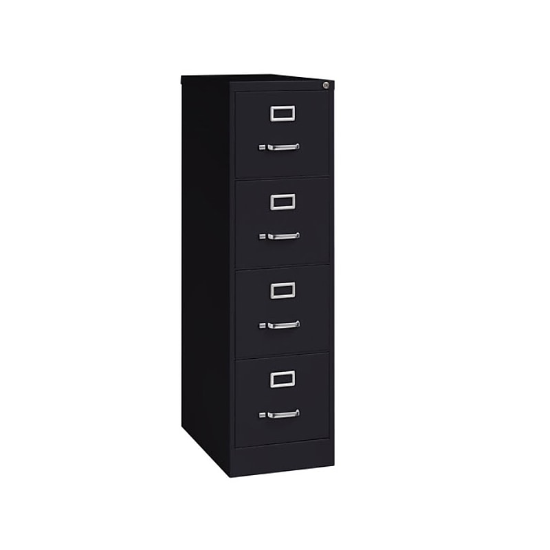 Lorell 4-Drawer Vertical File with Lock, Black, 52"H x 15"W x 25"D image 1