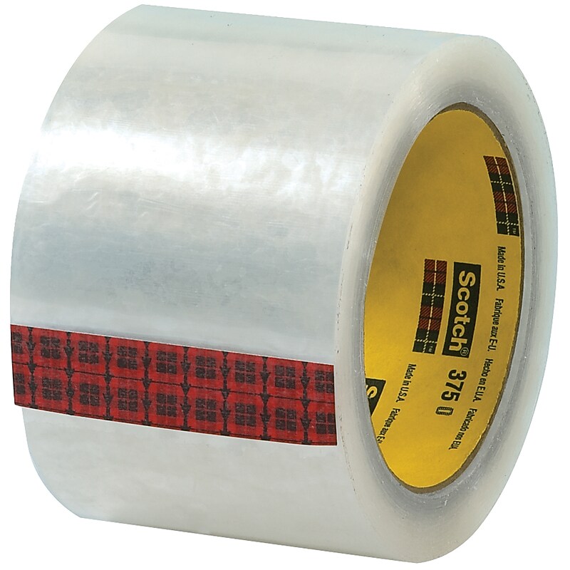Scotch 375 Sealing Heavy Duty Packing Tape, 3" x 55 yds., Clear, 6/Carton (T9053756PK) image 1